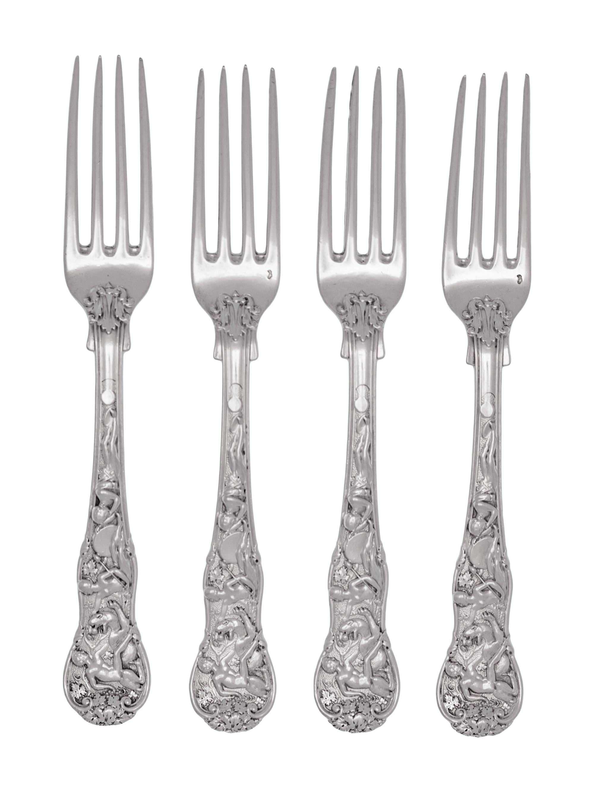 A Set of Four Paul Storr George IV Silver Dessert Forks