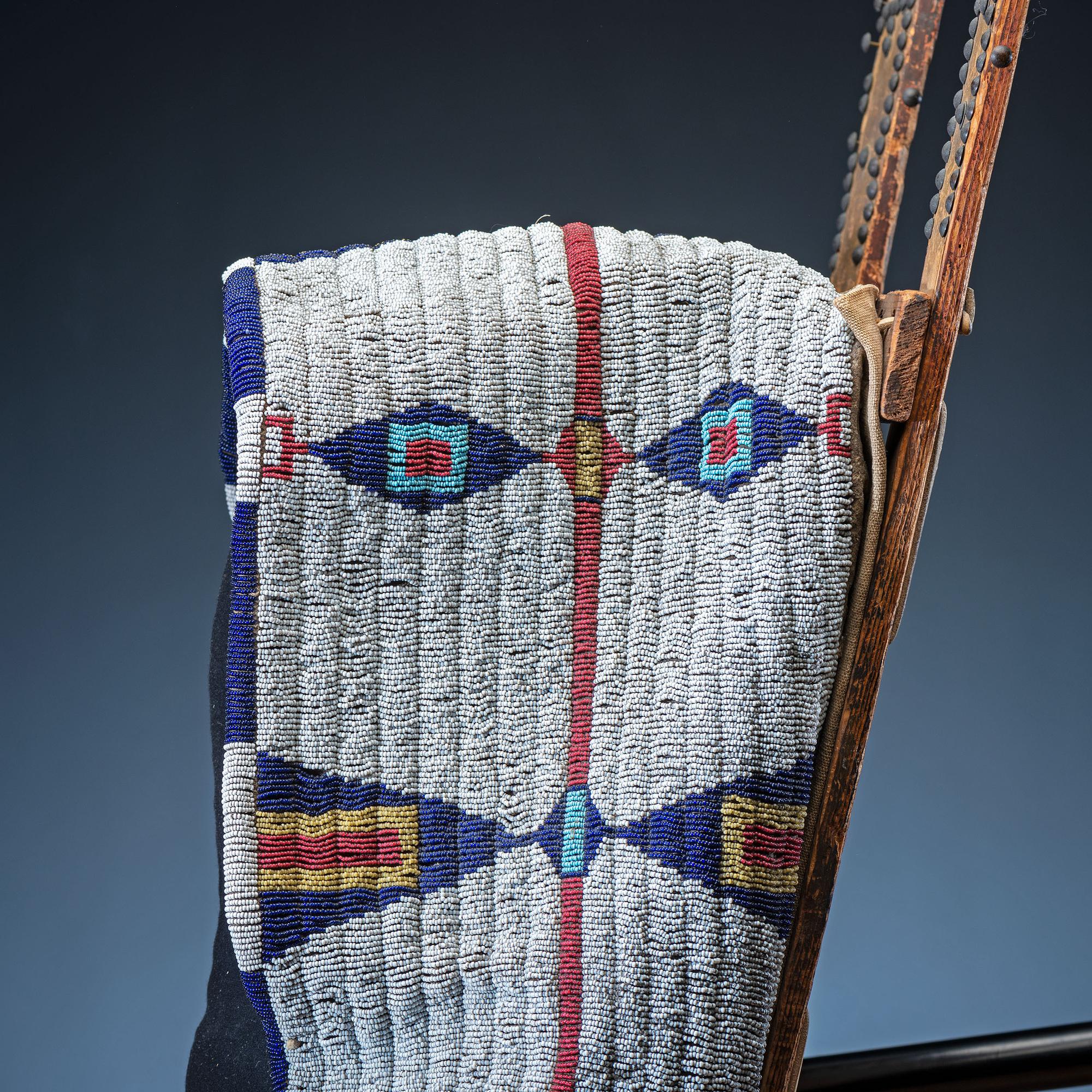 Cheyenne Child's Beaded Buffalo Hide Cradle