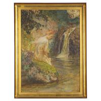 Louis Comfort Tiffany (American, 1848-1933) — Woman by a Stream , 1913
