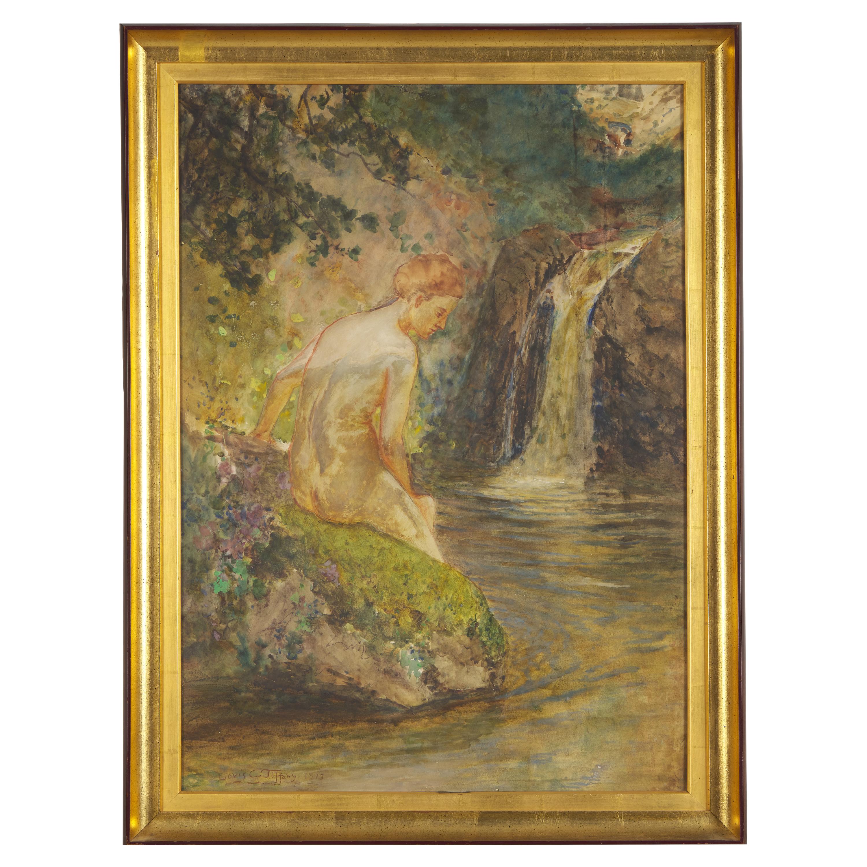 Louis Comfort Tiffany (American, 1848-1933) — Woman by a Stream , 1913