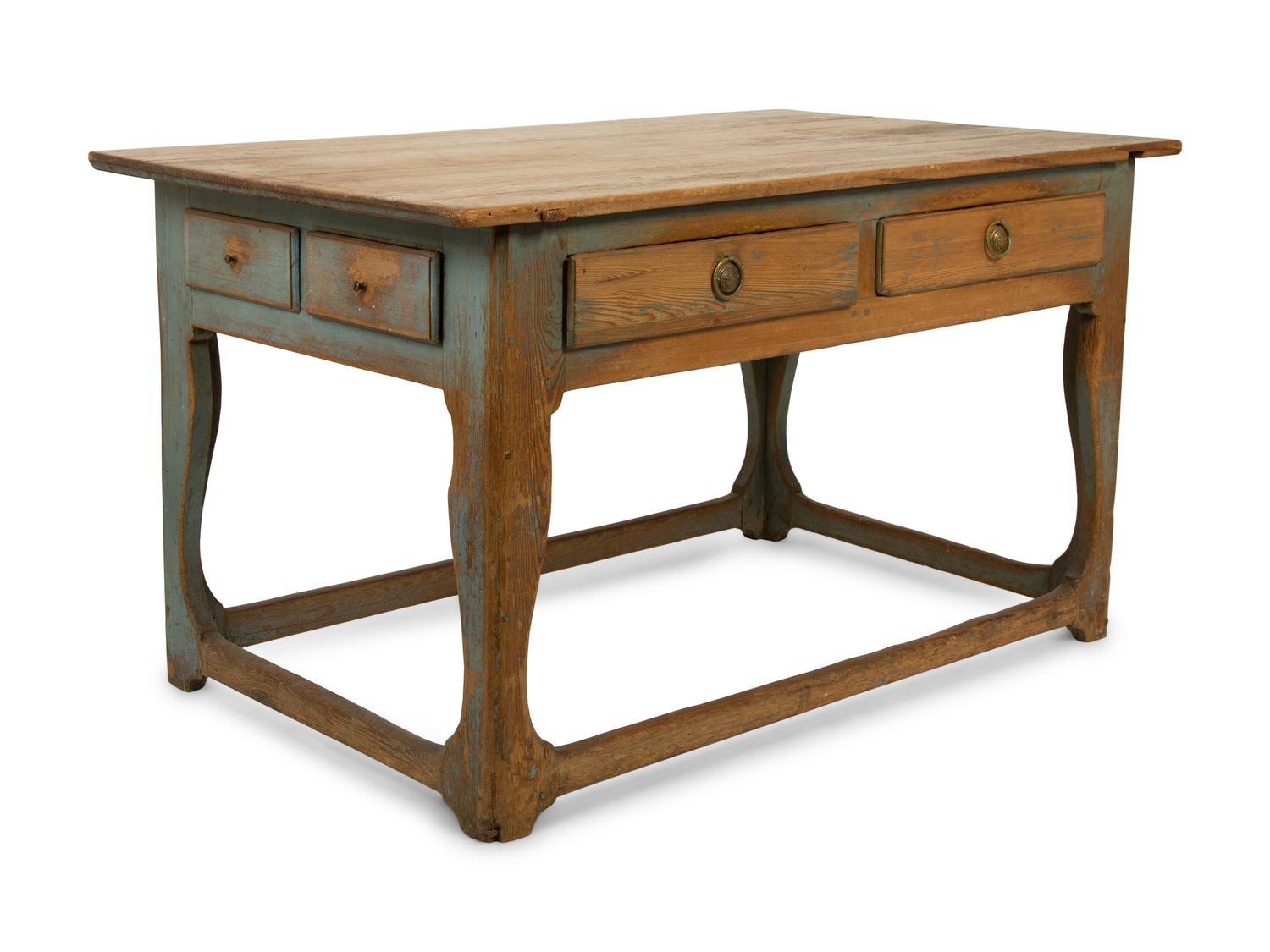 A Swedish Painted Pine Farmhouse Table — 19TH CENTURY