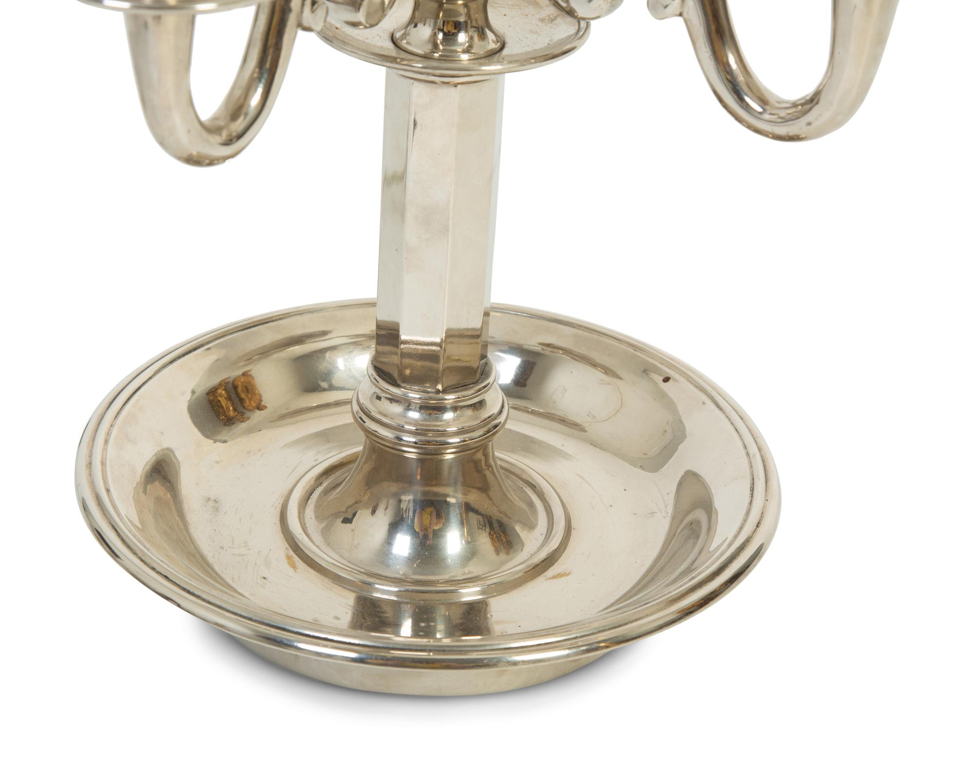 A French Silvered Brass Four-Arm Bouillotte Lamp with a Tole Shade