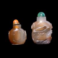 Two Chinese Banded Agate Snuff Bottles