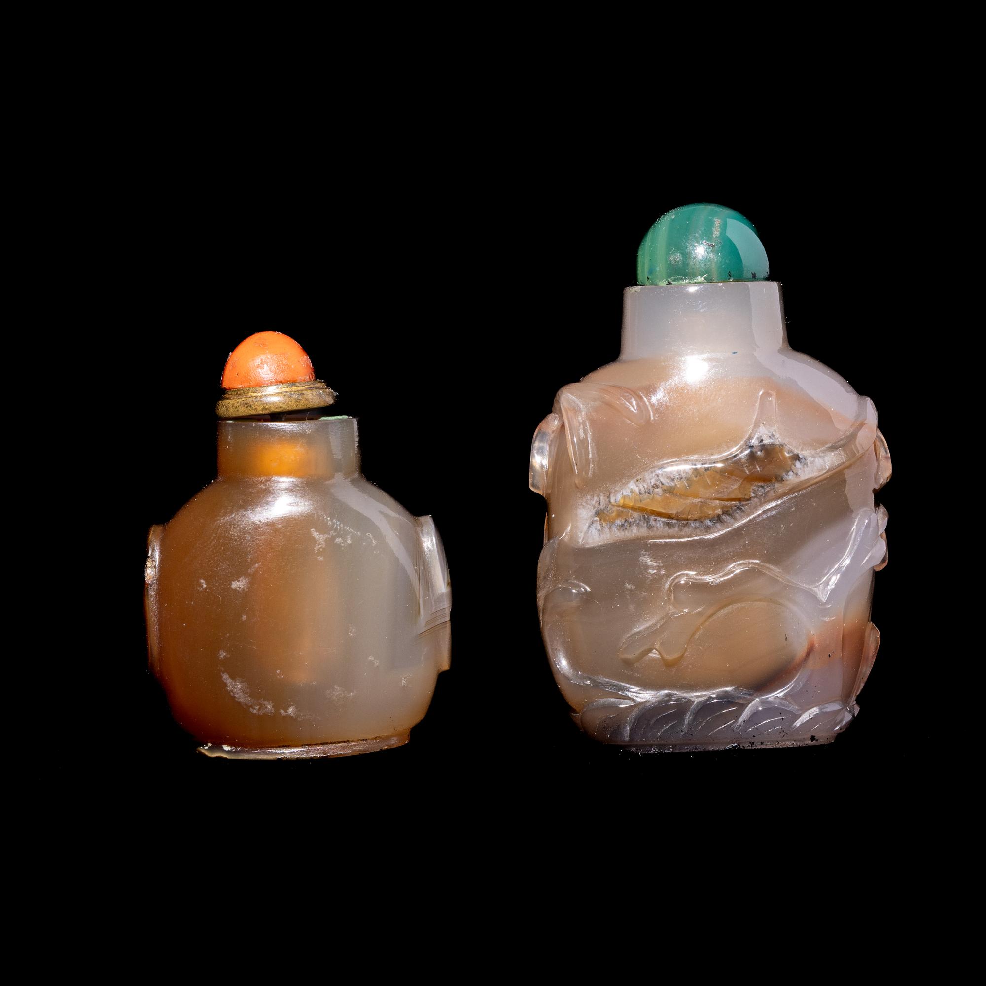 Two Chinese Banded Agate Snuff Bottles