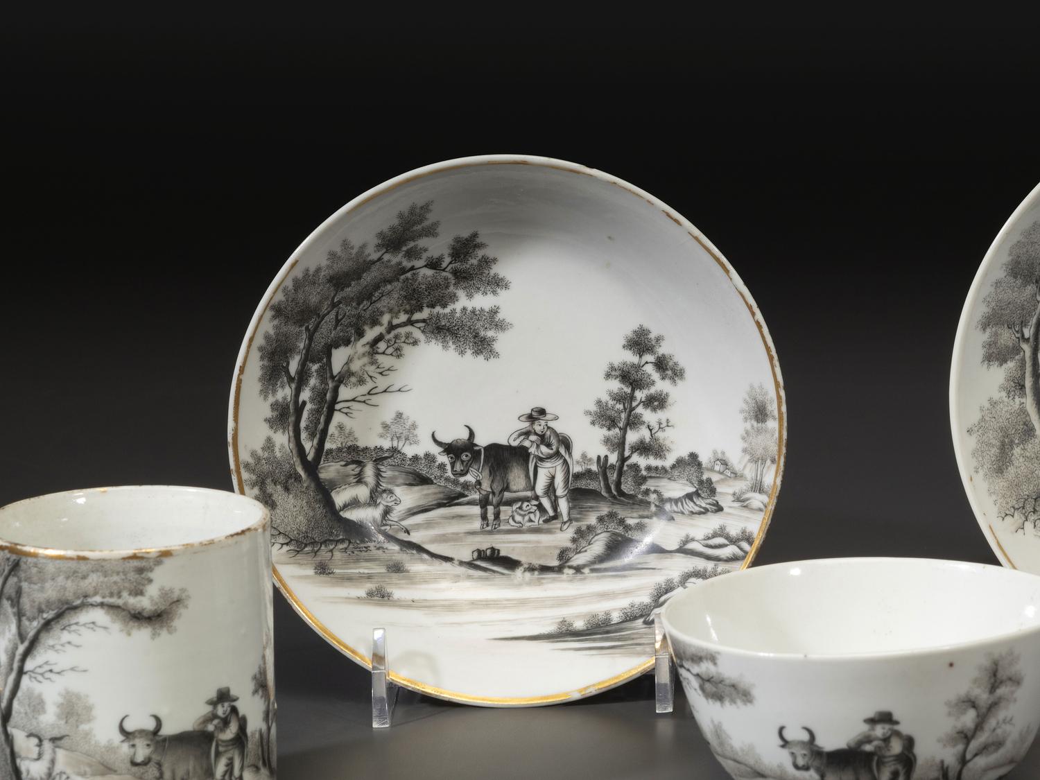 Six Chinese Export Porcelain 'Quaker Farmer' Articles