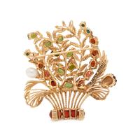 LUCIEN PICCARD, YELLOW GOLD AND MULTIGEM GIARDINETTO PENDANT/BROOCH