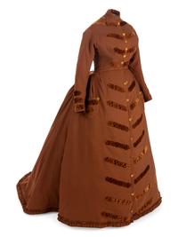 Wool Walking Dress/Coat Trimmed with Velvet, 1860s