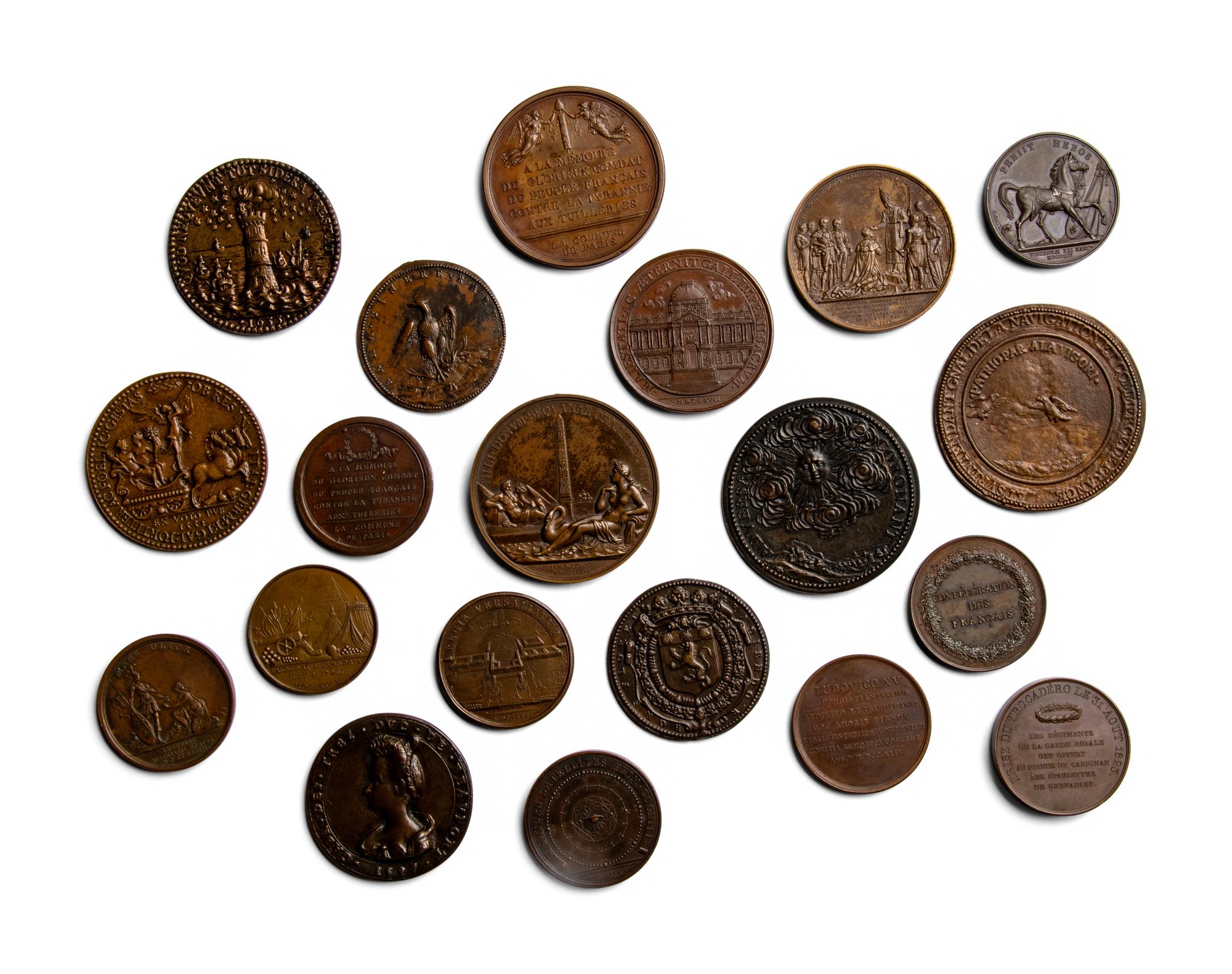 [EXONUMIA] A Collection of Twenty Bronze and Copper Commemorative Medallions Relating to French Subjects