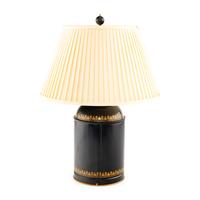 A Painted Tole Canister Mounted as a Lamp