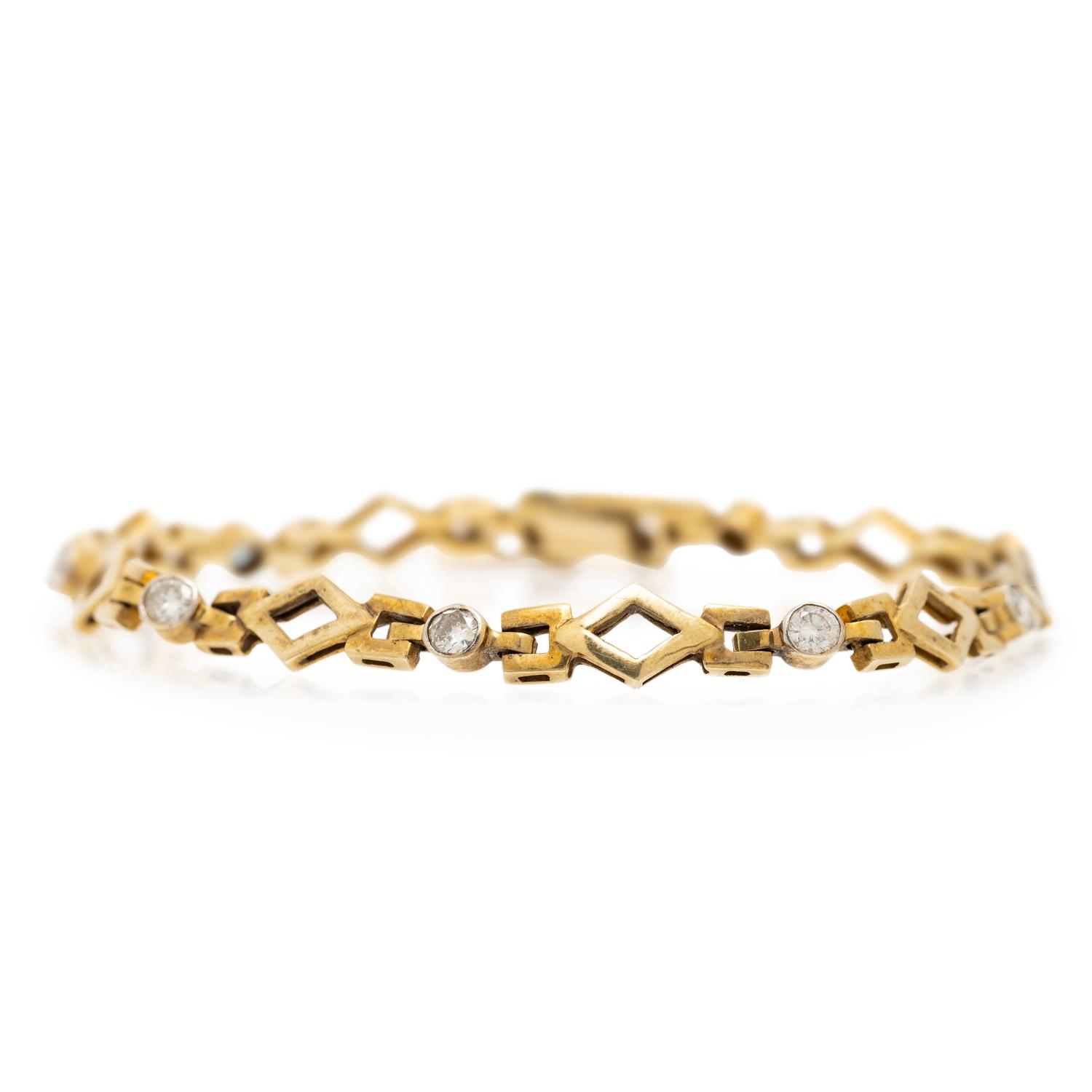 ENGLISH, LOW KARAT GOLD AND DIAMOND BRACELET