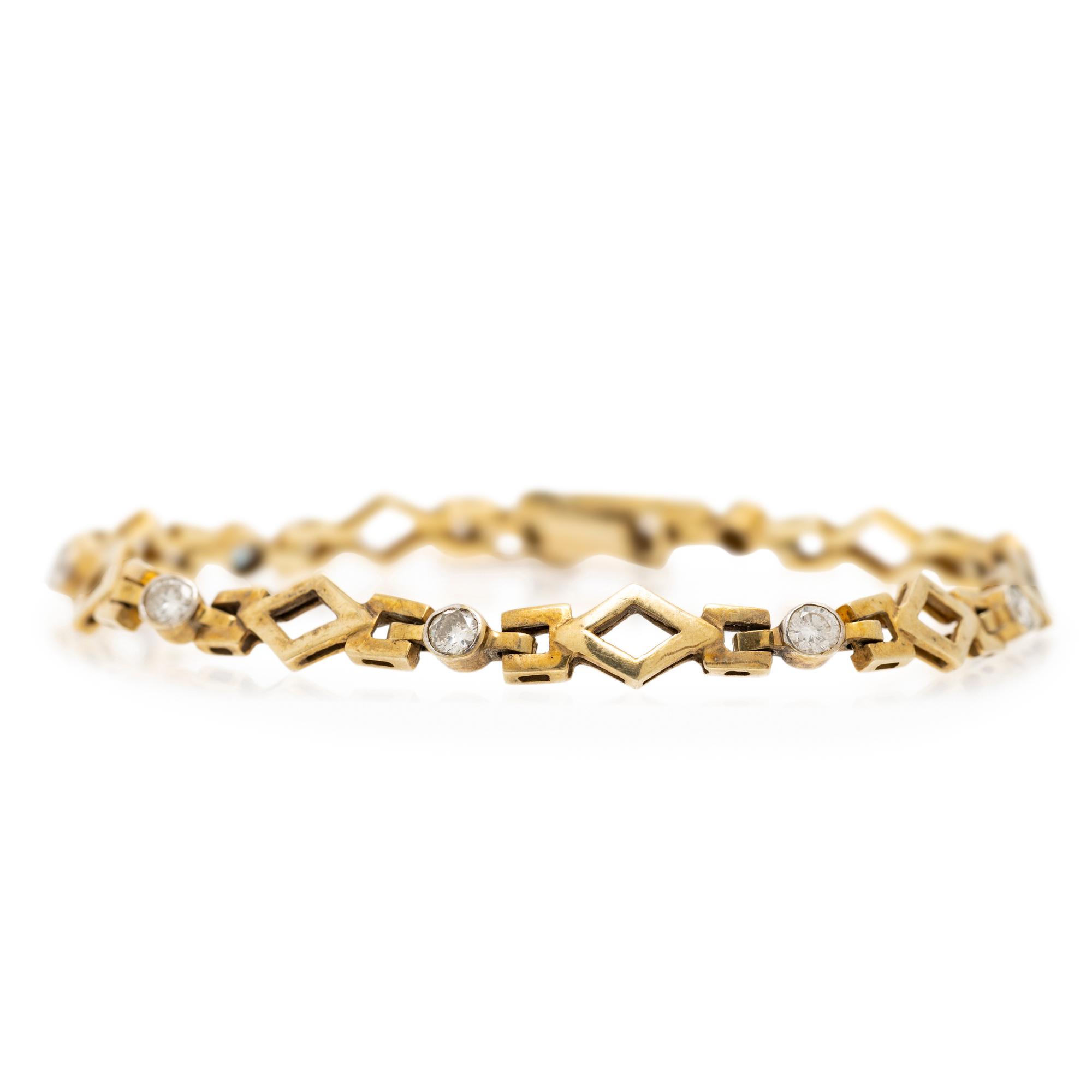 ENGLISH, LOW KARAT GOLD AND DIAMOND BRACELET