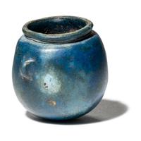 An Egyptian Blue Faience Cosmetic Jar
