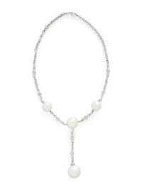 WHITE GOLD, DIAMOND AND CULTURED SOUTH SEA PEARL 'Y' NECKLACE