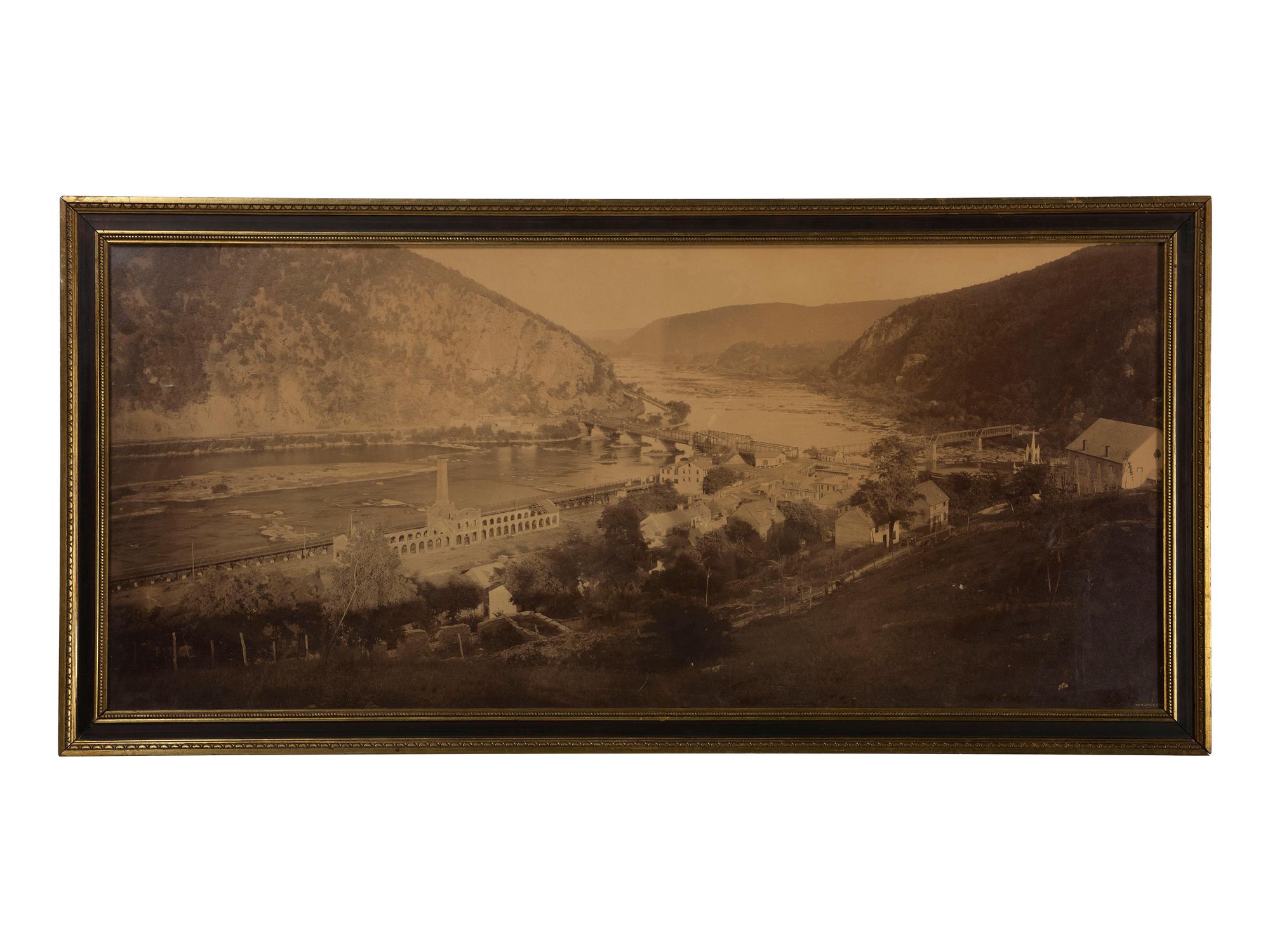 Americana -- West Virginia JACKSON, William Henry (1843-1942), Double Mammoth Plate, Harpers Ferry from Bolivar Heights . [Denver, CO]: ca 1890-1892.