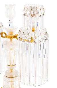 A Pair Regency Ormolu Mounted Cut-Glass Three-Light Candelabra