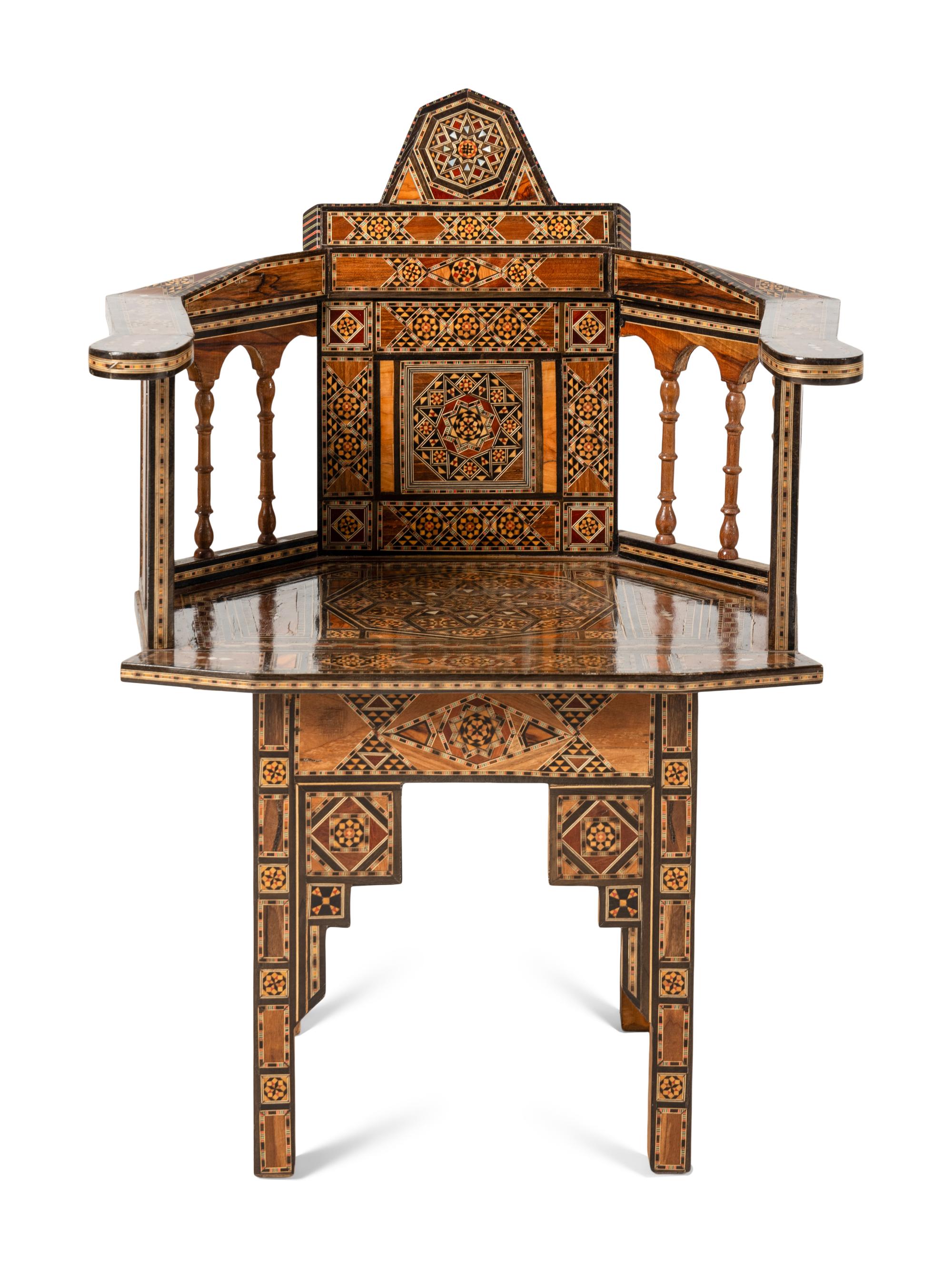 A Syrian Mosaic-Inlaid Armchair