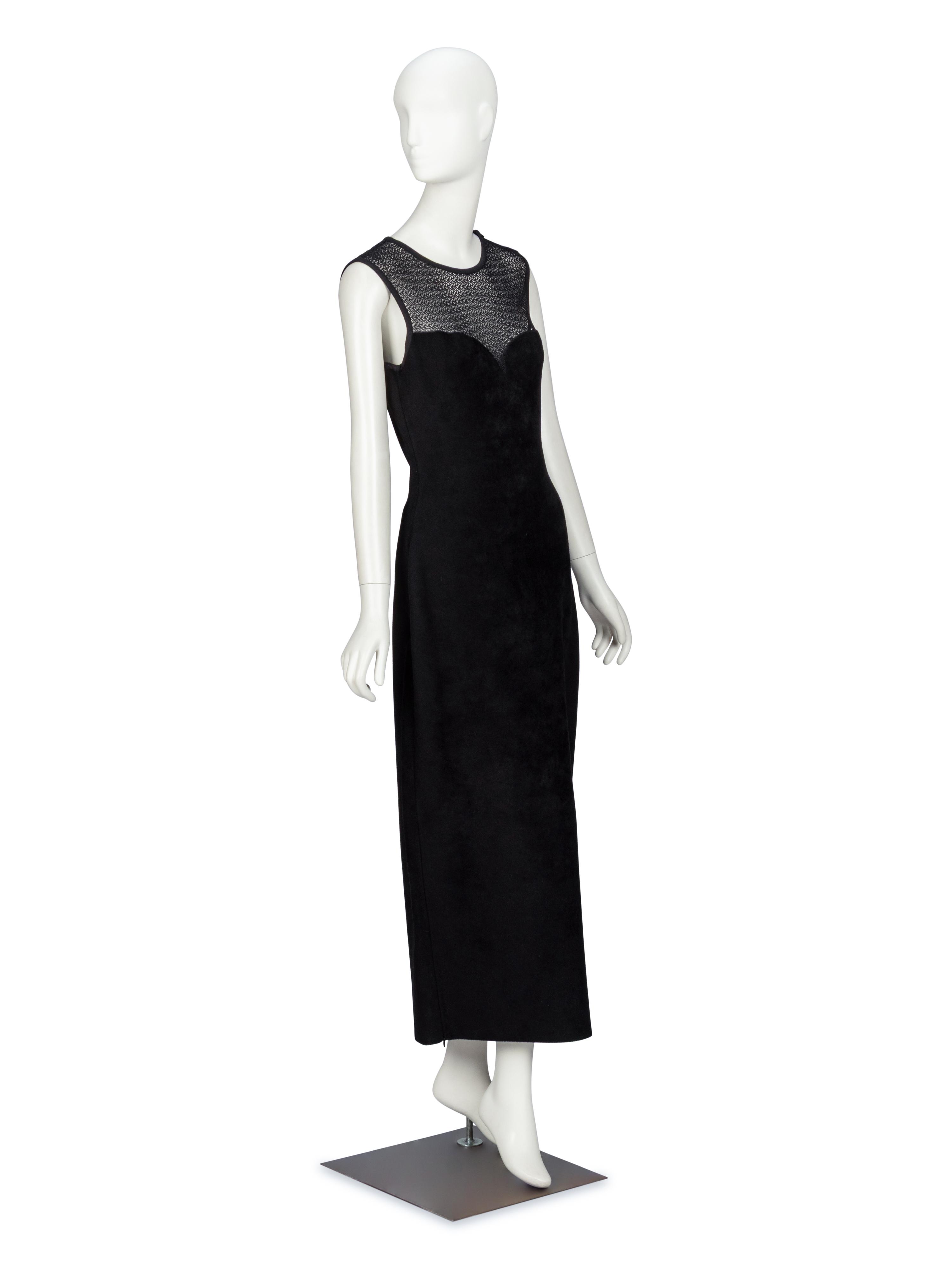 AlaÏa, Black Velvet Fleece Stretch Dress