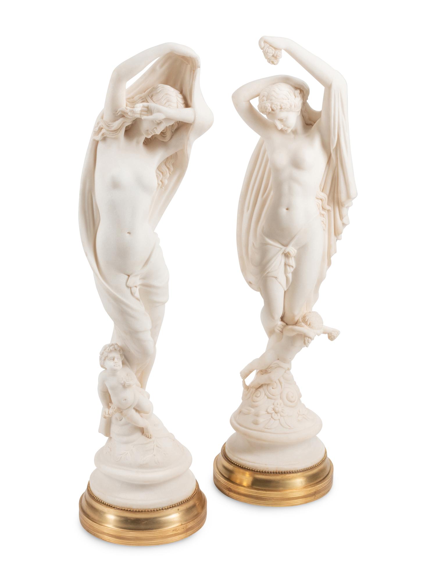 A Pair of Continental Marble Figural Groups