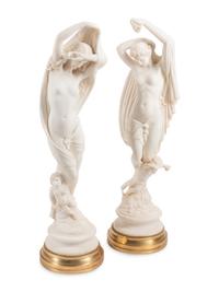 A Pair of Continental Marble Figural Groups
