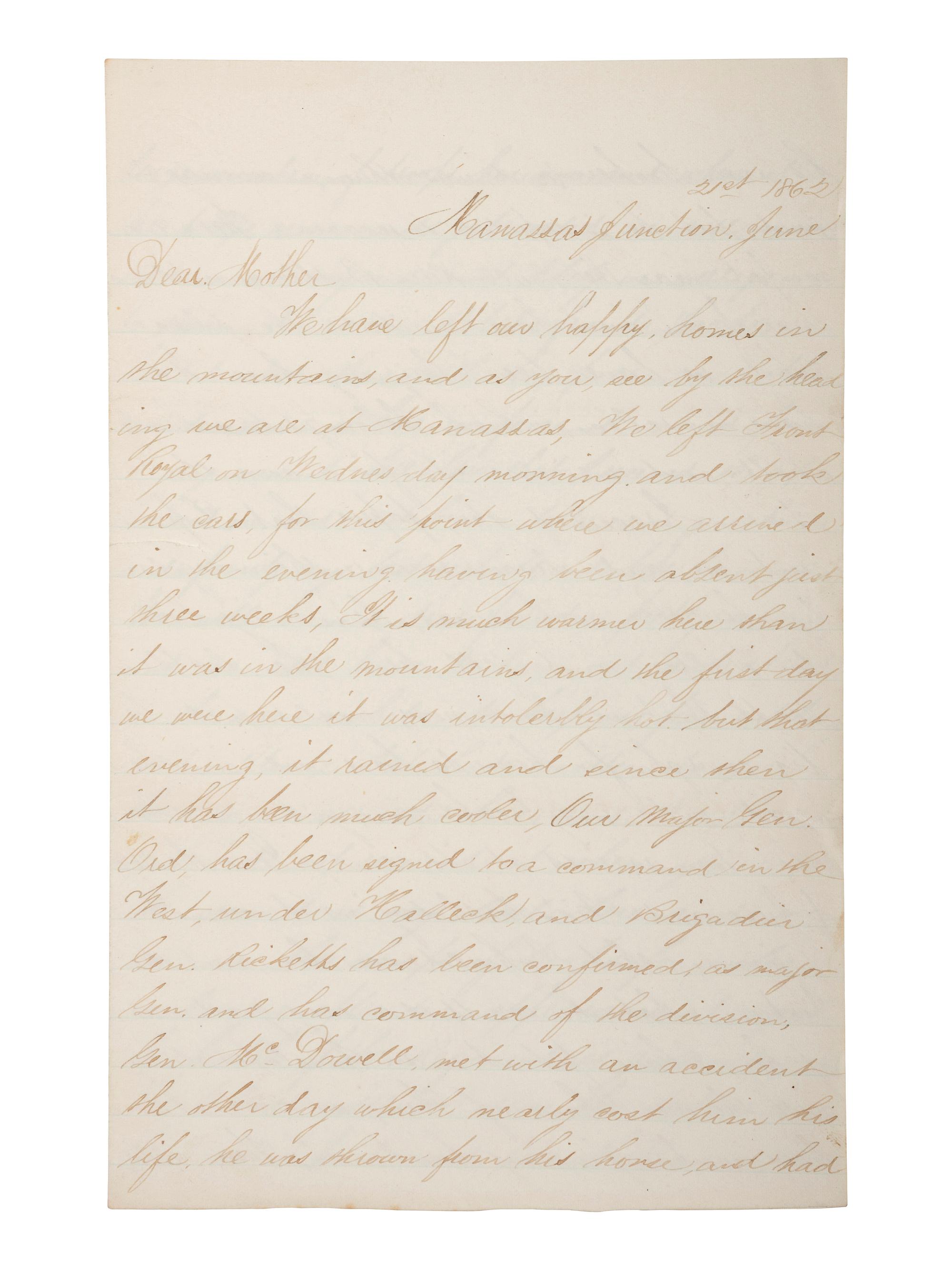 [CIVIL WAR]. Archive related to Albert Campbell Johnston and Nathaniel Dillhorn, 90th Pennsylvania Volunteers, incl. letter detailing the Battle of Cedar Mountain.