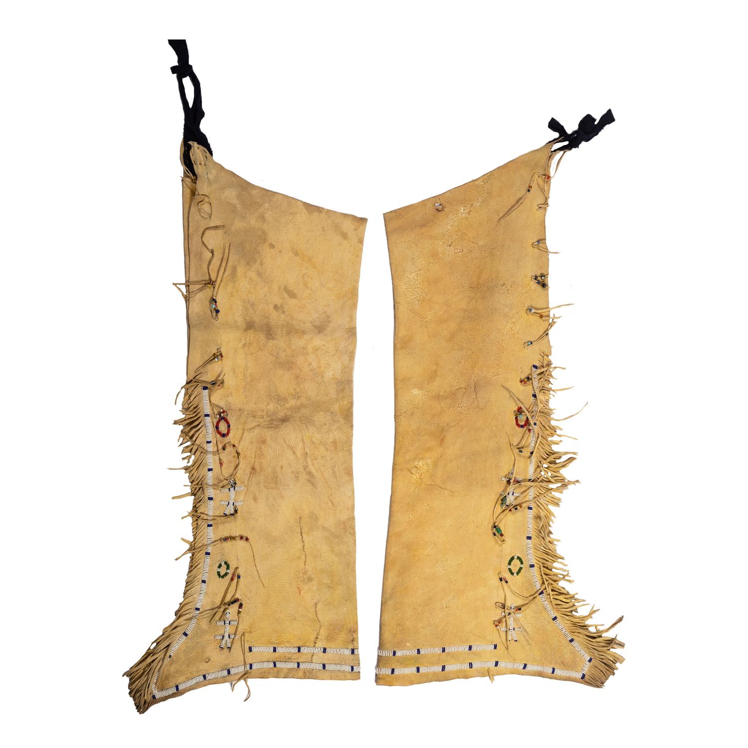 Central Plains Beaded Hide Leggings, with Dragonflies