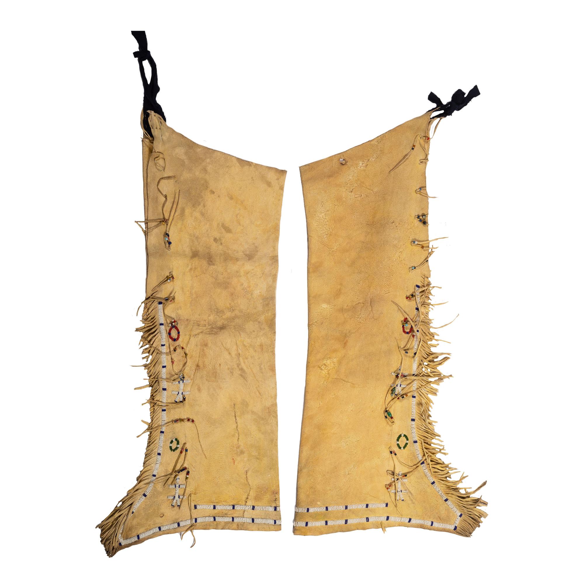 Central Plains Beaded Hide Leggings, with Dragonflies