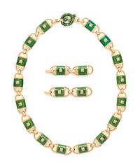 YELLOW GOLD, DIAMOND AND ENAMEL NECKLACE