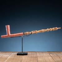 Western Great Lakes Polychrome Pipe Stem, with Catlinite Bowl