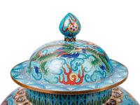 Two Pairs of Chinese Blue Ground Cloisonné Enameled 'Dragon' Vessels