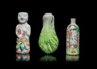 Three Chinese Famille Rose Porcelain Snuff Bottles