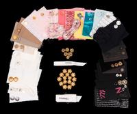 Collection of 73 Chanel Buttons, Fabric Swatches, and Ribbons, 1980-2010s