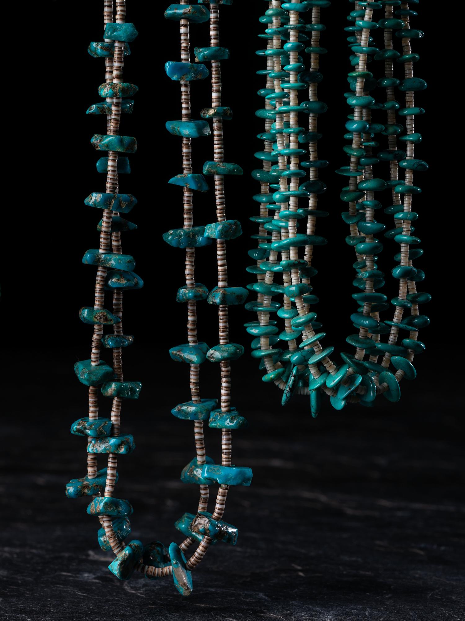 Pueblo Heishi and Turquoise Nugget Multi-strand Necklaces