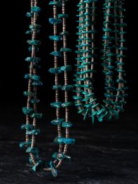 Pueblo Heishi and Turquoise Nugget Multi-strand Necklaces