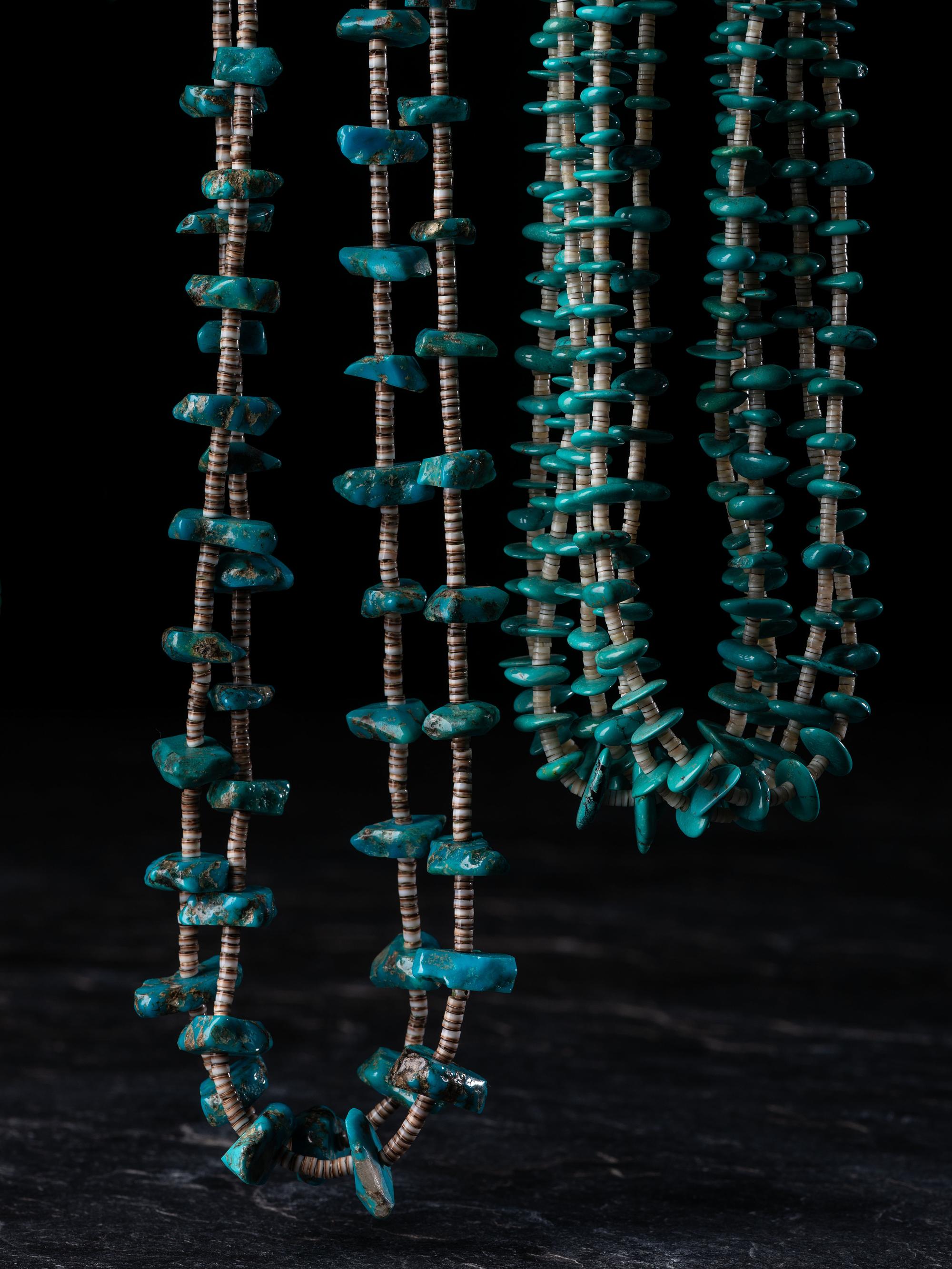 Pueblo Heishi and Turquoise Nugget Multi-strand Necklaces