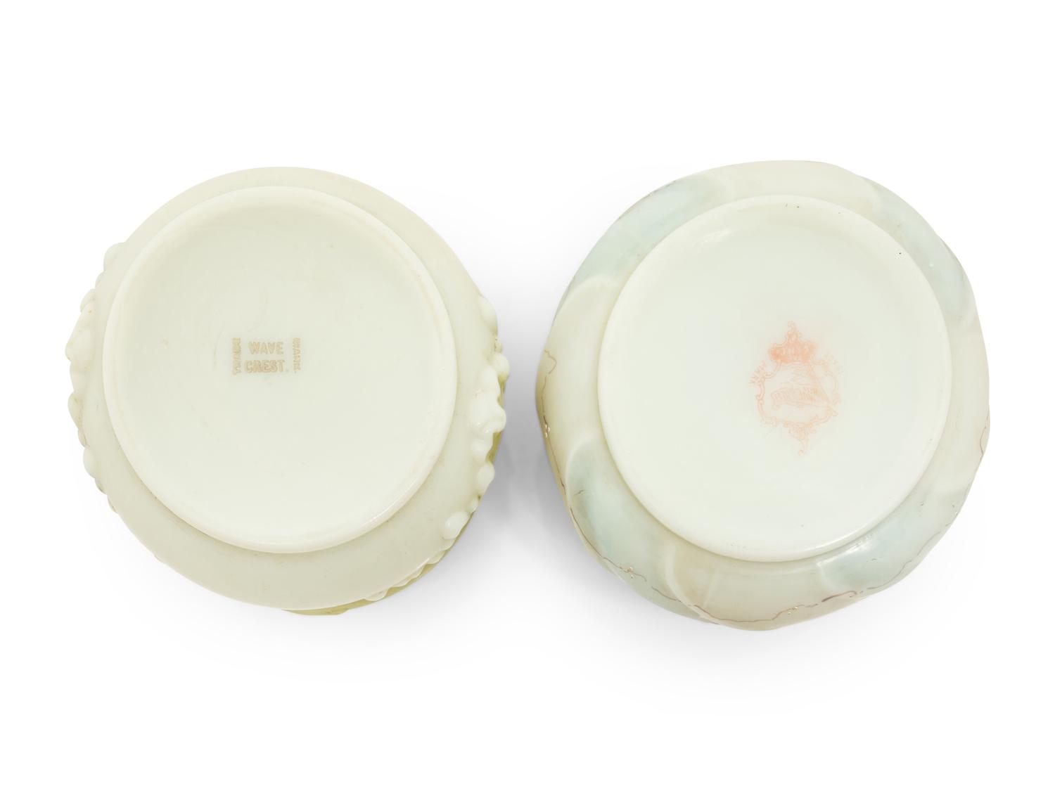 Two Wavecrest Glass Round Jewel Boxes