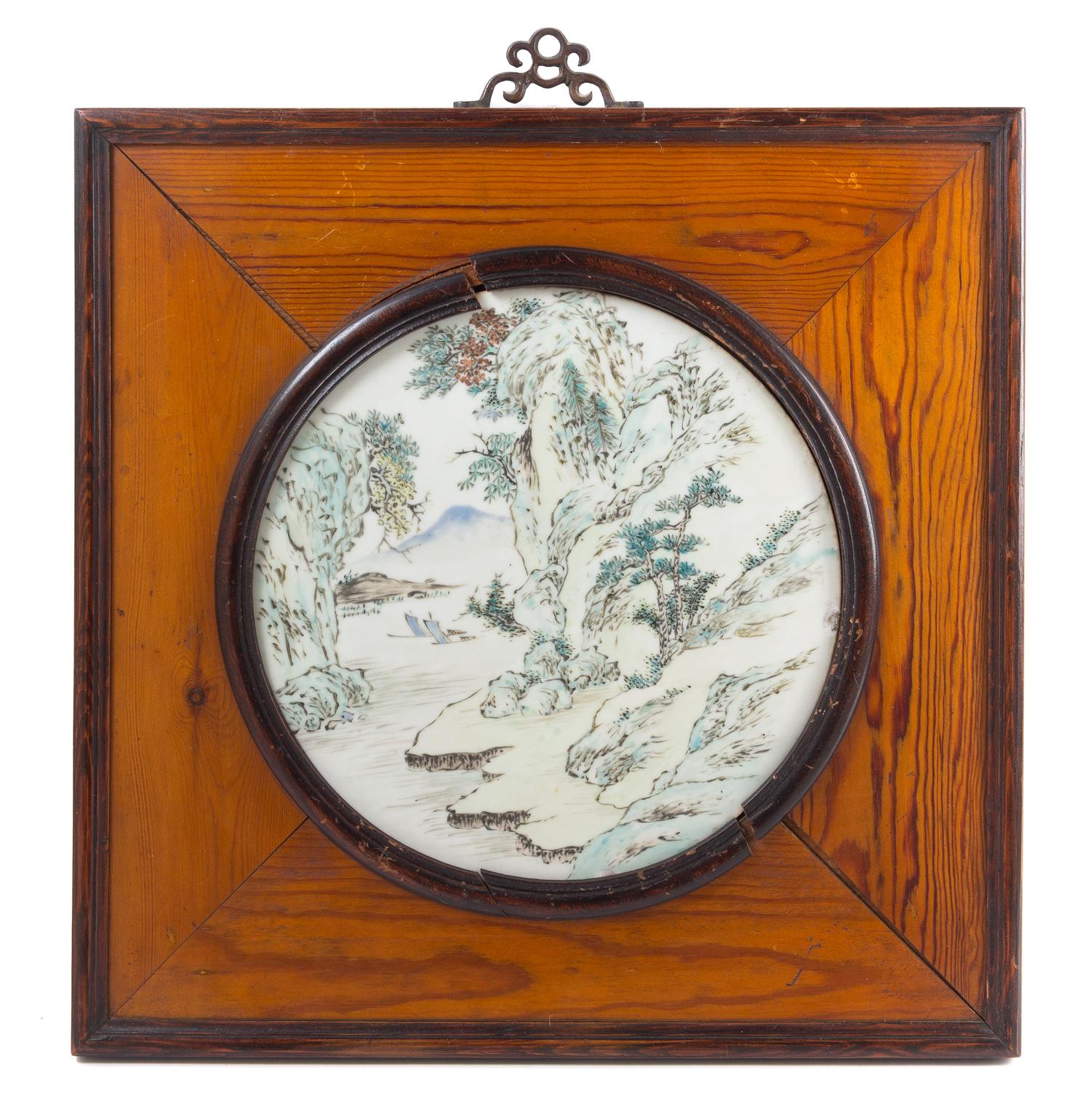 Four Qianjiang Enameled Porcelain Plaques Diameter 11 inches. — LATE QING DYNASTY