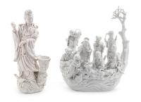 Two Chinese Blanc-de-Chine Figures of Immortals Height of taller 12 inches.