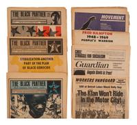 [BLACK PANTHER PARTY]. Newspapers, press photos, and original flyers related to protests and programs involving the Black Panther Party and its members.