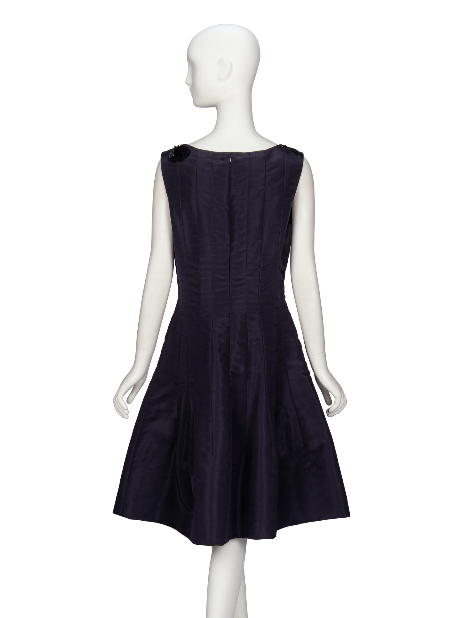 Oscar de la Renta, Navy Silk Cocktail Dress