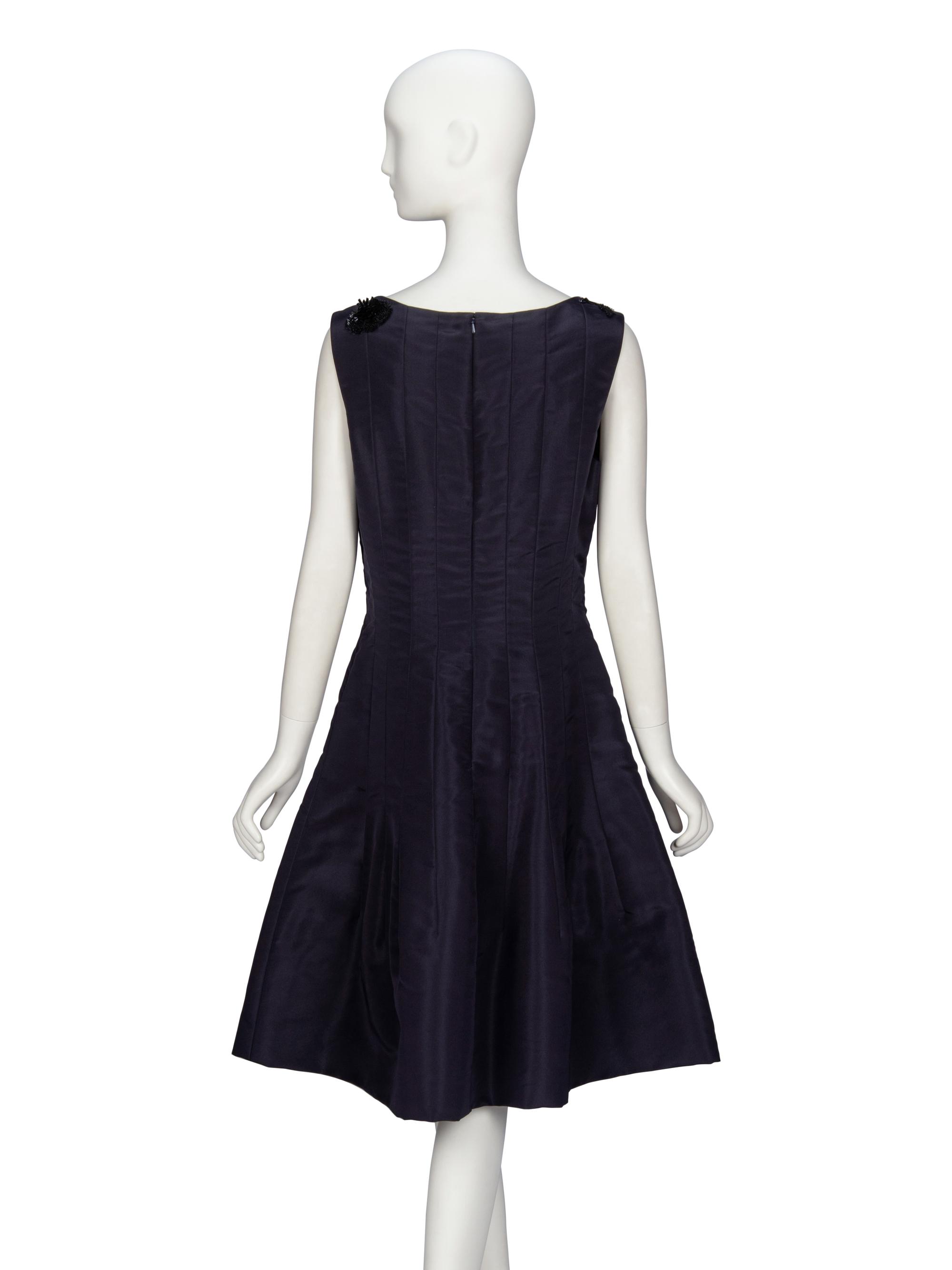 Oscar de la Renta, Navy Silk Cocktail Dress