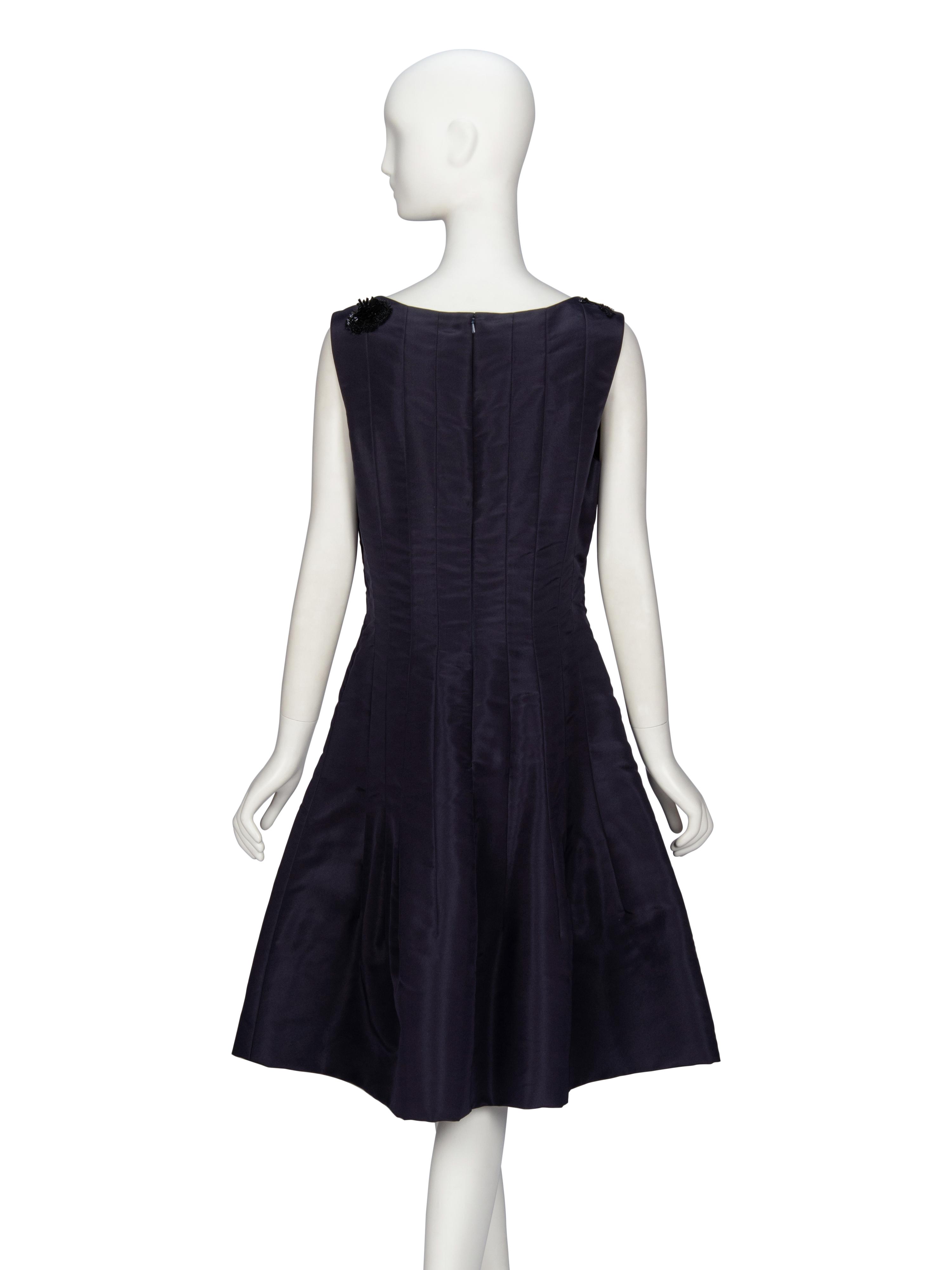 Oscar de la Renta, Navy Silk Cocktail Dress