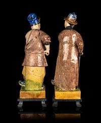 Two Chinese Glazed Porcelain Figures of Males