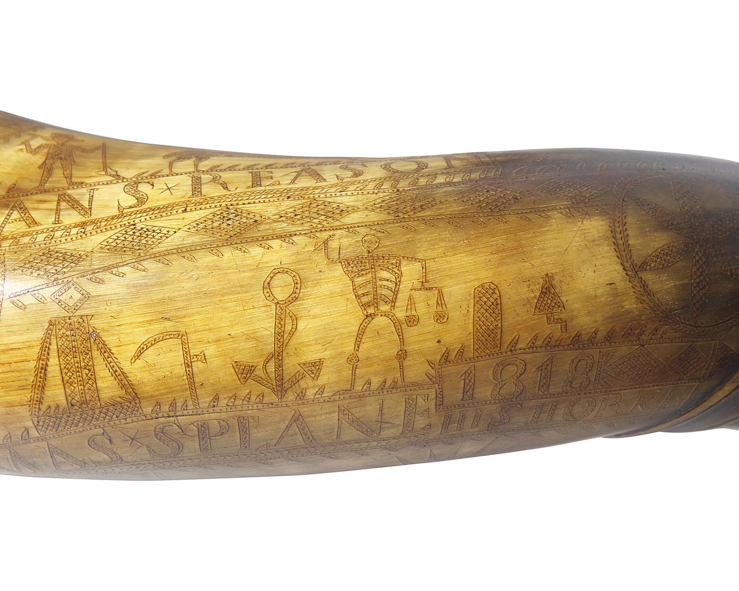 An Extraordinary Presentation Powder Horn For Thomas Splane (1758-1831) Of Virginia And Mississippi