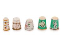 Five Continental Painted Porcelain Thimbles