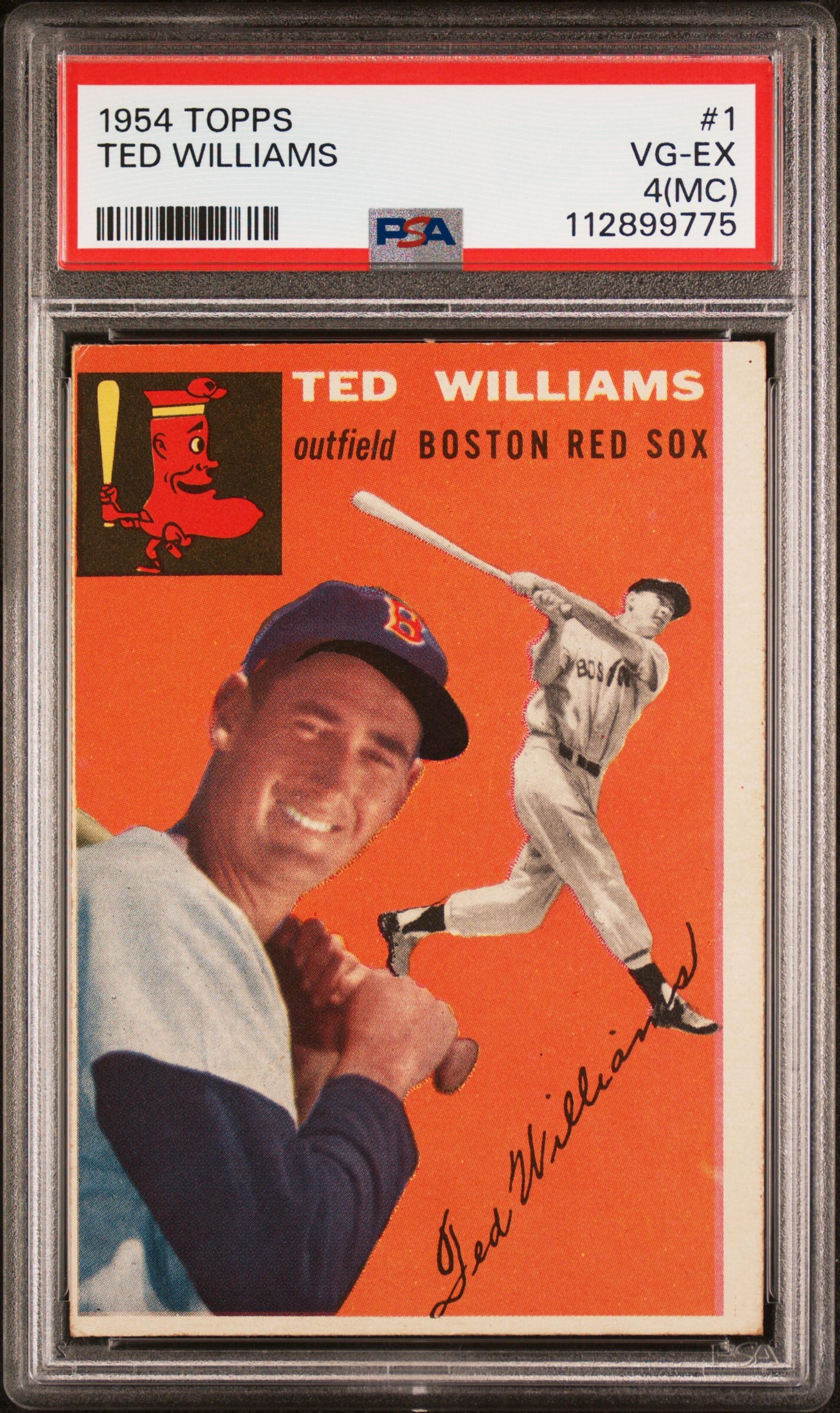 A 1954 Topps Ted Williams Baseball Card No. 1 (PSA 4 VG-EX MC)