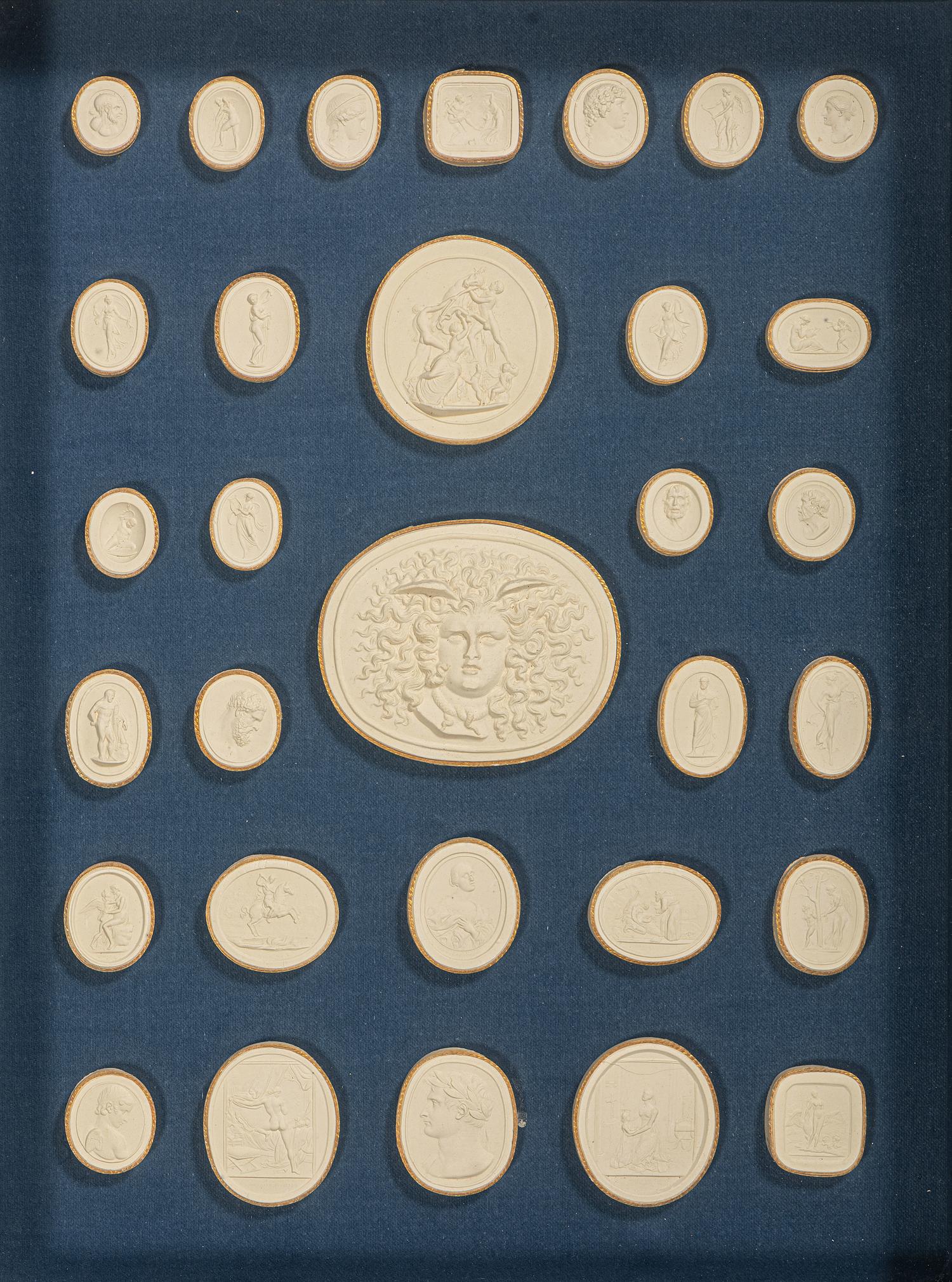 Seven Framed Groups of Grand Tour Plaster Intaglios