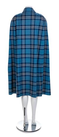Reversible Blue and Window Pane Check Cape, 1950-60s