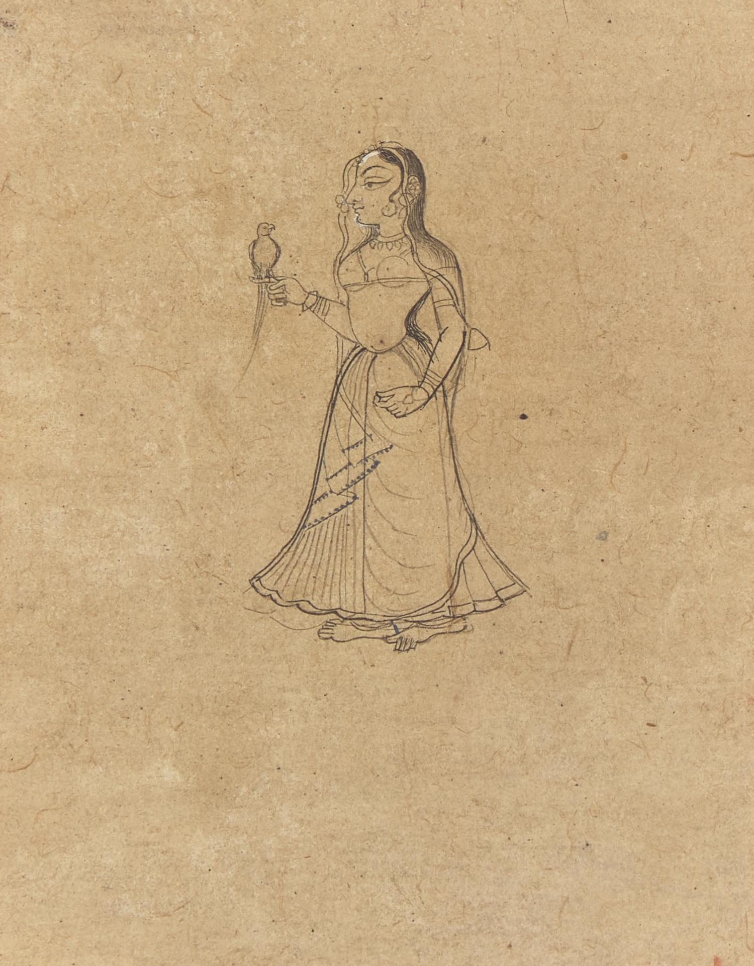 Three Indian Miniatures Depicting Women, 18th/19th Century 印度細密画三幅
