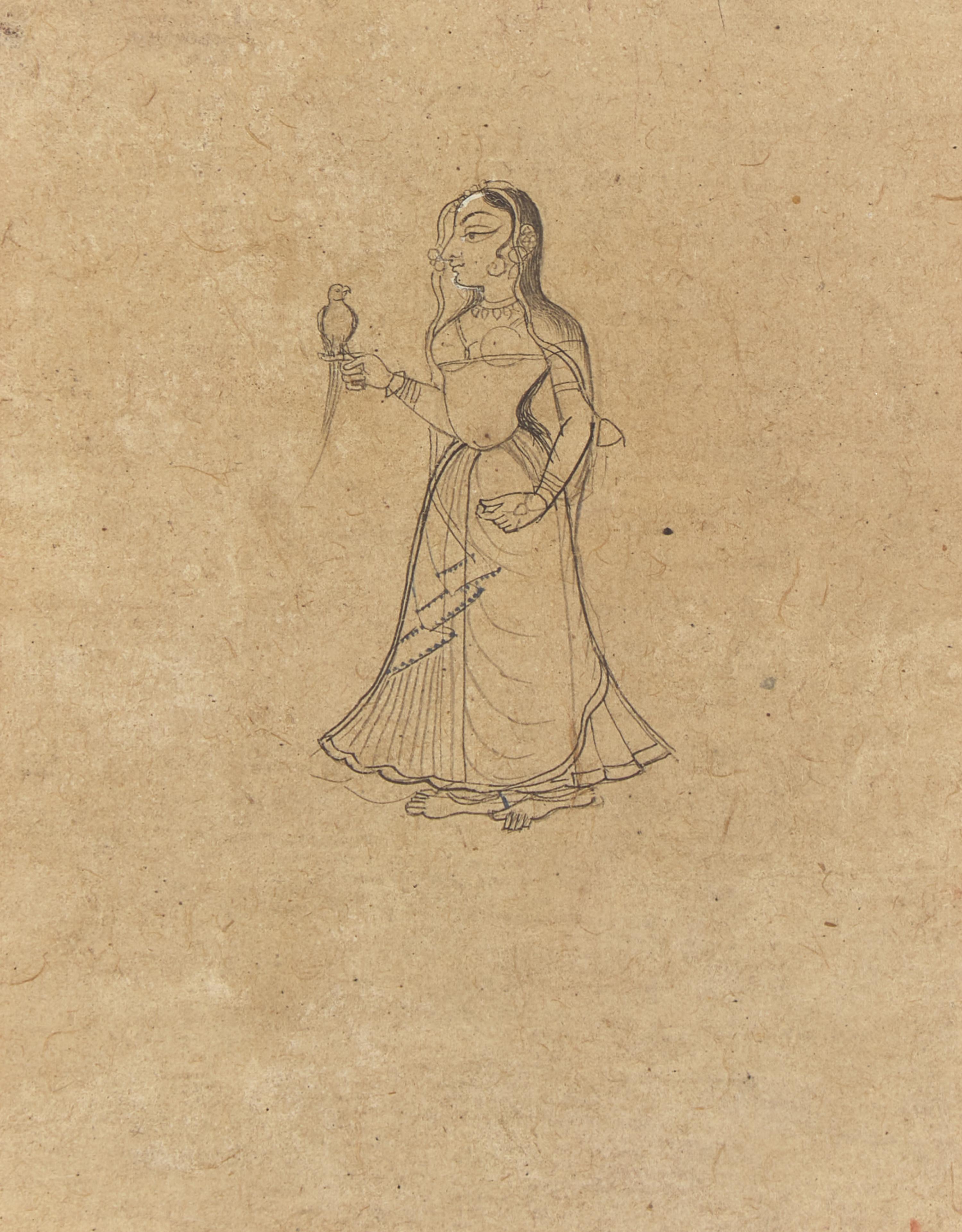 Three Indian Miniatures Depicting Women, 18th/19th Century 印度細密画三幅