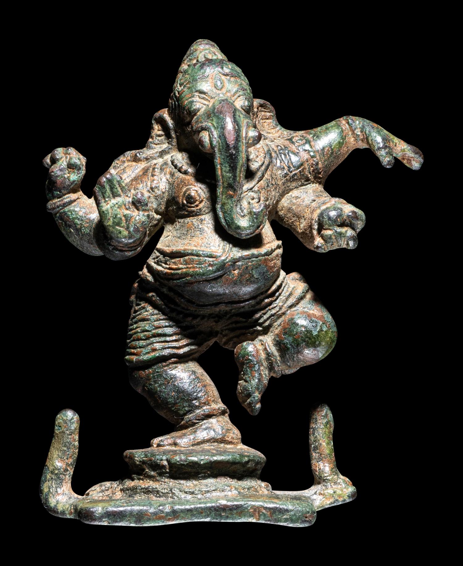 A Small Indian Bronze Figure of Ganesha Dancing